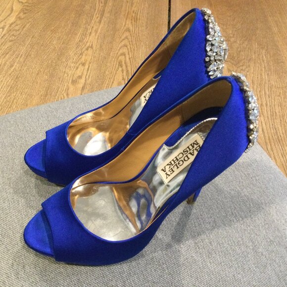 Badgley Mischka Women's Kiara Peep Toe Satin Platform High-Heel Pumps - Picture 1 of 10